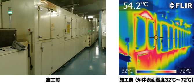 Ｓ電機工業株式会社様　乾燥炉遮熱施工　施工前（炉体温度32℃～72℃）