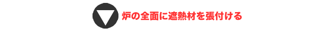 炉の全面に遮熱材を張付ける